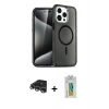 MARSİLYAN™- iPhone 14 Pro Max Kılıf Nova Asil Prime - Siyah Polymer Nano Ekran Koruyucu + Raze Metal Kamera Lens - GS