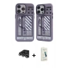 MARSİLYAN™- iPhone 14 Pro Max Kılıf Nova Doku Koleksiyonu - Şeffaf Pasifik Cam Ekran Koruyucu + Gümüş Raze Metal Kamera Lens