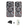 MARSİLYAN™- iPhone 14 Pro Max Kılıf Nova Doku Koleksiyonu - Şeffaf Pasifik Cam Ekran Koruyucu + Gümüş Raze Metal Kamera Lens