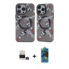 MARSİLYAN™- iPhone 14 Pro Max Kılıf Nova Doku Koleksiyonu - Siyah 18D Cam Ekran Koruyucu + Gümüş Bilvis Titan Kamera Lens