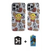 MARSİLYAN™- iPhone 14 Pro Max Kılıf Nova Doku Koleksiyonu - Siyah 18D Cam Ekran Koruyucu + PVD Metal Kamera Lens - TU
