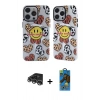 MARSİLYAN™- iPhone 14 Pro Max Kılıf Nova Doku Koleksiyonu - Siyah 18D Cam Ekran Koruyucu + Raze Metal Kamera Lens - GS