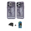 MARSİLYAN™- iPhone 14 Pro Max Kılıf Nova Doku Koleksiyonu - Siyah 18D Cam Ekran Koruyucu + Raze Metal Kamera Lens - GS