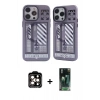 MARSİLYAN™- iPhone 14 Pro Max Kılıf Nova Doku Koleksiyonu - Siyah 360 Mat Full Body Arka Koruyucu + Turuncu PVD Metal Kamera Lens
