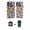 MARSİLYAN™- iPhone 14 Pro Max Kılıf Nova Doku Koleksiyonu - Siyah 360 Mat Full Body Arka Koruyucu + Turuncu PVD Metal Kamera Lens