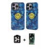MARSİLYAN™- iPhone 14 Pro Max Kılıf Nova Doku Koleksiyonu - Siyah 360 Mat Full Body Arka Koruyucu + Turuncu PVD Metal Kamera Lens