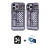 MARSİLYAN™- iPhone 14 Pro Max Kılıf Nova Doku Koleksiyonu - Siyah 3D Antistatik Cam Ekran Koruyucu + PVD Metal Kamera Lens - TU