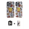 MARSİLYAN™- iPhone 14 Pro Max Kılıf Nova Doku Koleksiyonu - Siyah Bilvis 3D Mat Cam Ekran Koruyucu + Turuncu PVD Metal Kamera Lens