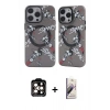 MARSİLYAN™- iPhone 14 Pro Max Kılıf Nova Doku Koleksiyonu - Siyah Bilvis 3D Mat Cam Ekran Koruyucu + Turuncu PVD Metal Kamera Lens