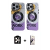 MARSİLYAN™- iPhone 14 Pro Max Kılıf Nova Doku Koleksiyonu - Siyah Bilvis 3D Mat Cam Ekran Koruyucu + Turuncu PVD Metal Kamera Lens