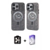 MARSİLYAN™- iPhone 14 Pro Max Kılıf Nova Doku Koleksiyonu - Siyah Bilvis 5in1 3D Magic Cam Ekran Koruyucu + PVD Metal Kamera Lens - TU