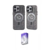 MARSİLYAN™- iPhone 14 Pro Max Kılıf Nova Doku Koleksiyonu - Siyah Bilvis 5in1 3D Magic Cam Ekran Koruyucu