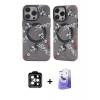 MARSİLYAN™- iPhone 14 Pro Max Kılıf Nova Doku Koleksiyonu - Siyah Bilvis 5in1 5D Magic Hayalet Cam Ekran Koruyucu + Turuncu PVD Metal Kamera Lens