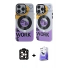 MARSİLYAN™- iPhone 14 Pro Max Kılıf Nova Doku Koleksiyonu - Siyah Bilvis 5in1 5D Magic Hayalet Cam Ekran Koruyucu + Turuncu PVD Metal Kamera Lens