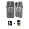 MARSİLYAN™- iPhone 14 Pro Max Kılıf Nova Doku Koleksiyonu - Siyah Buffer Cam Ekran Koruyucu + PVD Metal Kamera Lens - TU