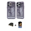 MARSİLYAN™- iPhone 14 Pro Max Kılıf Nova Doku Koleksiyonu - Siyah Buffer Hayalet Cam Ekran Koruyucu + Raze Metal Kamera Lens - GD
