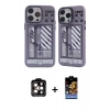 MARSİLYAN™- iPhone 14 Pro Max Kılıf Nova Doku Koleksiyonu - Siyah Buffer Hayalet Cam Ekran Koruyucu + PVD Metal Kamera Lens - TU