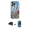 MARSİLYAN™- iPhone 14 Pro Max Kılıf Nova Doku Prime - Siyah 18D Cam Ekran Koruyucu + Raze Metal Kamera Lens - GS