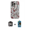 MARSİLYAN™- iPhone 14 Pro Max Kılıf Nova Doku Prime - Siyah 18D Cam Ekran Koruyucu + PVD Metal Kamera Lens - TU