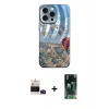 MARSİLYAN™- iPhone 14 Pro Max Kılıf Nova Doku Prime - Siyah 360 Mat Full Body Arka Koruyucu + Derin Mor Bilvis Titan Kamera Lens