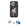 MARSİLYAN™- iPhone 14 Pro Max Kılıf Nova Form Koleksiyonu - Siyah 3D Antistatik Cam Ekran Koruyucu + Band Metal Kamera Lens - GS