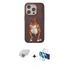 MARSİLYAN™- iPhone 14 Pro Max Kılıf Nova Form Koleksiyonu - Siyah 3D Antistatik Cam Ekran Koruyucu + Band Metal Kamera Lens - GS