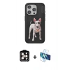 MARSİLYAN™- iPhone 14 Pro Max Kılıf Nova Form Koleksiyonu - Siyah 3D Antistatik Cam Ekran Koruyucu + PVD Metal Kamera Lens - TU