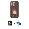 MARSİLYAN™- iPhone 14 Pro Max Kılıf Nova Form Koleksiyonu - Siyah 3D Antistatik Cam Ekran Koruyucu + PVD Metal Kamera Lens - TU