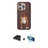 MARSİLYAN™- iPhone 14 Pro Max Kılıf Nova Form Koleksiyonu - Siyah 3D Antistatik Cam Ekran Koruyucu + Raze Metal Kamera Lens - GS