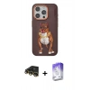 MARSİLYAN™- iPhone 14 Pro Max Kılıf Nova Form Koleksiyonu - Siyah Bilvis 5in1 3D Magic Cam Ekran Koruyucu + Gold Raze Metal Kamera Lens