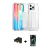 MARSİLYAN™- iPhone 14 Pro Max Kılıf Nova Işık Koleksiyonu - Şeffaf 360 Full Body Arka Koruyucu + Raze Metal Kamera Lens - GD