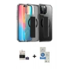 MARSİLYAN™- iPhone 14 Pro Max Kılıf Nova Işık Koleksiyonu - Şeffaf Royal Nano Ekran Koruyucu + Gümüş Bilvis Titan Kamera Lens