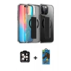 MARSİLYAN™- iPhone 14 Pro Max Kılıf Nova Işık Koleksiyonu - Siyah 18D Cam Ekran Koruyucu + PVD Metal Kamera Lens - TU