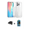 MARSİLYAN™- iPhone 14 Pro Max Kılıf Nova Işık Koleksiyonu - Siyah 18D Cam Ekran Koruyucu + Raze Metal Kamera Lens - GS