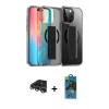 MARSİLYAN™- iPhone 14 Pro Max Kılıf Nova Işık Koleksiyonu - Siyah 18D Cam Ekran Koruyucu + Raze Metal Kamera Lens - GS