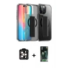 MARSİLYAN™- iPhone 14 Pro Max Kılıf Nova Işık Koleksiyonu - Siyah 360 Mat Full Body Arka Koruyucu + PVD Metal Kamera Lens - TU