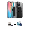 MARSİLYAN™- iPhone 14 Pro Max Kılıf Nova Işık Koleksiyonu - Siyah 3D Antistatik Cam Ekran Koruyucu + Bilvis Titan Kamera Lens - GS