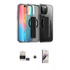 MARSİLYAN™- iPhone 14 Pro Max Kılıf Nova Işık Koleksiyonu - Siyah Bilvis 3D Mat Cam Ekran Koruyucu + Bilvis Titan Kamera Lens - GS