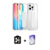 MARSİLYAN™- iPhone 14 Pro Max Kılıf Nova Işık Koleksiyonu - Siyah Bilvis 5in1 3D Magic Cam Ekran Koruyucu + Turuncu PVD Metal Kamera Lens