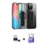 MARSİLYAN™- iPhone 14 Pro Max Kılıf Nova Işık Koleksiyonu - Siyah Bilvis 5in1 5D Magic Hayalet Cam Ekran Koruyucu + Bilvis Titan Kamera Lens - GS