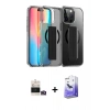 MARSİLYAN™- iPhone 14 Pro Max Kılıf Nova Işık Koleksiyonu - Siyah Bilvis 5in1 5D Magic Hayalet Cam Ekran Koruyucu + Bilvis Titan Kamera Lens - GD