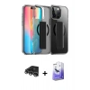 MARSİLYAN™- iPhone 14 Pro Max Kılıf Nova Işık Koleksiyonu - Siyah Bilvis 5in1 5D Magic Hayalet Cam Ekran Koruyucu + Raze Metal Kamera Lens - GS