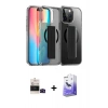 MARSİLYAN™- iPhone 14 Pro Max Kılıf Nova Işık Koleksiyonu - Siyah Bilvis 5in1 5D Magic Hayalet Cam Ekran Koruyucu + Bilvis Titan Kamera Lens - SH