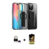 MARSİLYAN™- iPhone 14 Pro Max Kılıf Nova Işık Koleksiyonu - Siyah Buffer Cam Ekran Koruyucu + Bilvis Titan Kamera Lens - DNMR