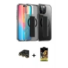 MARSİLYAN™- iPhone 14 Pro Max Kılıf Nova Işık Koleksiyonu - Siyah Buffer Cam Ekran Koruyucu + Raze Metal Kamera Lens - GD