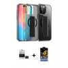 MARSİLYAN™- iPhone 14 Pro Max Kılıf Nova Işık Koleksiyonu - Siyah Buffer Hayalet Cam Ekran Koruyucu + Siyah Bilvis Titan Kamera Lens