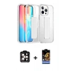 MARSİLYAN™- iPhone 14 Pro Max Kılıf Nova Işık Koleksiyonu - Siyah Buffer Hayalet Cam Ekran Koruyucu + Turuncu PVD Metal Kamera Lens