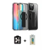 MARSİLYAN™- iPhone 14 Pro Max Kılıf Nova Işık Koleksiyonu - Siyah Polymer Nano Ekran Koruyucu + Turuncu PVD Metal Kamera Lens