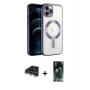 MARSİLYAN™- iPhone 14 Pro Max Kılıf Nova Işık Özel Seri - Şeffaf 360 Full Body Arka Koruyucu + Raze Metal Kamera Lens - GS