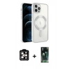 MARSİLYAN™- iPhone 14 Pro Max Kılıf Nova Işık Özel Seri - Şeffaf 360 Full Body Arka Koruyucu + PVD Metal Kamera Lens - TU
